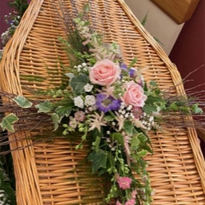 Rustic Birch Cross with Seasonal Natural Spray