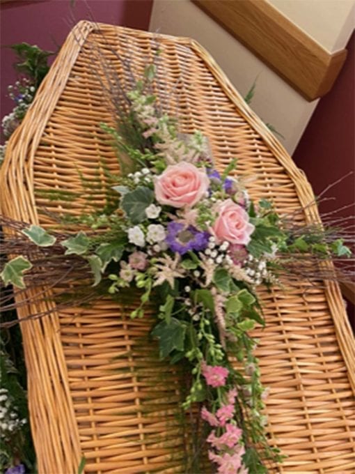 Rustic Birch Cross with Seasonal Natural Spray