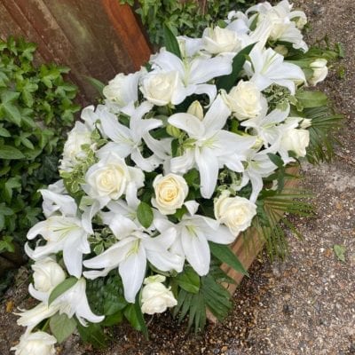 Lily and Roses Casket Spray