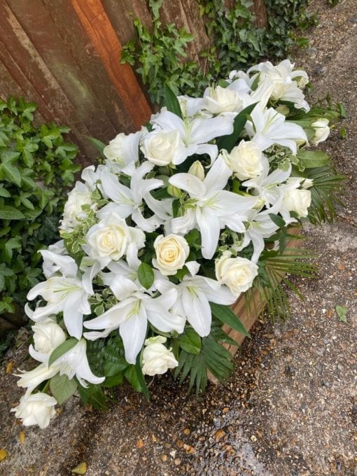 Lily and Roses Casket Spray