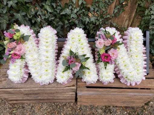 Letters in Pink and White