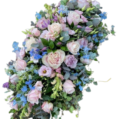 Pink Lilac and Blue Casket Spray