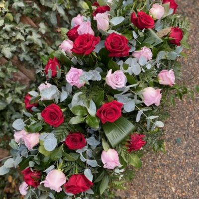 Red and Pink Rose Casket Spray